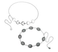 Oidea Concho Belts for Women: 2PCS Retro Boho Stars and Moon Turquoise Daisy Adjustable Cowgirl Western Waist Chain Belt for Dresses Jeans Country Concert Outfit Silver