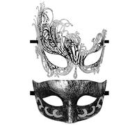 Oidea Couple Masquerade Mask Set: Venetian Prom Party Mask Mardi Gras Halloween Costume Accessory Glitter Rhinestones Wedding Cosplay Masks