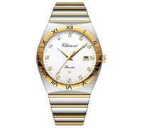 Oidea Couple Watches for Men: Fashion Round Analog Quartz Wrist Watch His and Her Matching Watches Stainless Steel Strap Waterproof Luminous Day Date Business Dress Watch, White