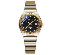 Oidea Couple Watches for Women: Fashion Round Analog Quartz Wrist Watch His and Her Matching Watches Stainless Steel Strap Waterproof Luminous Day Date Business Dress Watch, Black