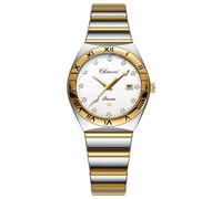 Oidea Couple Watches for Women: Fashion Round Analog Quartz Wrist Watch His and Her Matching Watches Stainless Steel Strap Waterproof Luminous Day Date Business Dress Watch, White