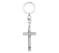 Oidea Cross Whistle Keychain: Portable Stainless Steel Survival Emergency Whistle Key Chain with Far Distance Rang for Outdoor Sports Camping Hiking Hunting and Boating Silver
