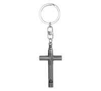 Oidea Cross Whistle Keychain: Portable Stainless Steel Survival Emergency Whistle Key Chain with Far Distance Rang for Outdoor Sports Camping Hiking Hunting and Boating Black