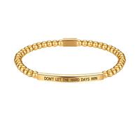 Oidea Dont Let The Hard Days Win Bracelet: Stainless Steel Adjustable Elastic Beaded Inspirational Bracelet for Women Men Motivational Gifts Christmas Birthday Present Jewelry Gold