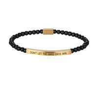 Oidea Dont Let The Hard Days Win Bracelet: Stainless Steel Adjustable Elastic Beaded Inspirational Bracelet for Women Men Motivational Gifts Christmas Birthday Present Jewelry Black