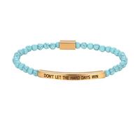 Oidea Dont Let The Hard Days Win Bracelet: Stainless Steel Adjustable Elastic Beaded Inspirational Bracelet for Women Men Motivational Gifts Christmas Birthday Present Jewelry Blue