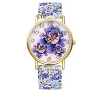 Oidea Easy Reader Watches for Women: Bohemian Elastic Band Watch Big Dile Large Number Analog Quartz Floral Printed Leather Bracelet Watch Ladies Wristwatches, Style g