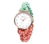 Oidea Elastic Band Watches for Women: Ultra Thin Retractable Easy Reader Watch Multi-Color Braided Scrunchie Strap Quartz Analog Bracelet Watch Casual Ladies Wristwatch, Style d