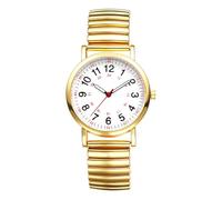 Oidea Elastic Strap Nurse Watch for Medical: 12/24 Hour Military Time Easy Read Dial Second Hand Analog Watch for Medical Professionals Students Doctors, Gold Stainless Steel Band