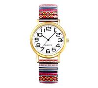 Oidea Elastic Strap Watches for Women: Bohemia Flower Large Dial Big Number Easy Reader Analog Quartz Stretch Band Watch Boho Printed Casual Ladies Wristwatch Colorful e
