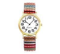 Oidea Elastic Strap Watches for Women: Bohemia Flower Large Dial Big Number Easy Reader Analog Quartz Stretch Band Watch Boho Printed Casual Ladies Wristwatch Colorful a