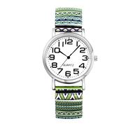 Oidea Elastic Watches for Women: Bohemia Big Numerals Round Dial Easy Reader Analog Quartz Stretch Band Ladies Watch Stainless Steel Expansion Band Wristwatch