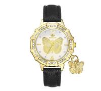 Oidea Fashion Womens Watch - Elegant Wrist Watch, Simple Crystal Butterfly Watch, Boho Shiny PU Leather Analog Quartz Dress Watch Sports Watches for Women Ladies, Black