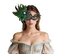 Oidea Feather Masquerade Mask for Women: Elegant Rhinestone Lace Half Face Party Mask Halloween Prom Ball Costume Accessory
