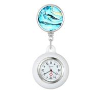 Oidea Fob Watch for Nurse Medical Professionals: Starry Sky Pattern Silicone Cover Lapel Watch Clip-on Hanging Fob Pocket Badge Watches with Second Hand, White