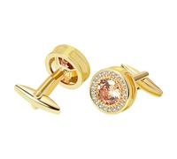 OIDEA Gold Crystal Cufflinks for Men: Vintage Luxury Round CZ Cuff Links Mens for Husband Father Wedding Groom Party Best Man Personalized Accessories Gift