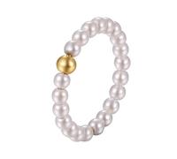 Oidea Gold Pearl Rings for Women: Dainty Stainless Steel Stackable Beaded Pearl Ring Stacking Statement Promise Wedding Finger Band Birthday Jewelry Gifts Sizes 6
