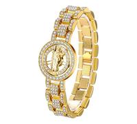 Oidea Golden Iced Out Bangle Bracelet: Full Rhinestones Diamond Lucky Cuban Link Bracelet for Stress Relief Religious Jesus Bracelet Womens Mens Bracelet Jewelry Gifts