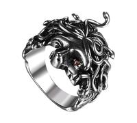 Oidea Gothic Medusa Ring for Men Women: Retro Punk Snake Haired Rings Stainless Steel Cocktail Party Biker Ring Band Medusa Jewelry Gifts Black Silver Size 11