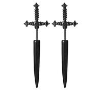 OIDEA Gothic Sword Earrings: Punk Dagger Earrings, Stainless Steel Zircon, Screw Back Stud Jewelry, Black