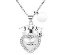 Oidea Graduation Gifts for Her: Personalized Engraved Zircon Heart Graduation Cap Pendant Necklace Class of 2025 High School College Grad Jewelry Gift