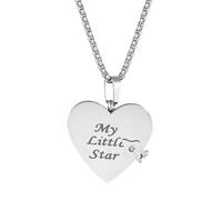 Oidea Heart Book Necklace: Openable Chapter Books Pendant with 6 Pages of Love Engraved Information Jewelry Gifts