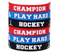 Oidea Hockey Rubber Bracelets Set: 6 Pieces Stretch Silicone Bracelets Wristbands Sport Themed Party Favors Prize Goodie Supplies Decorations Gifts for Men Women