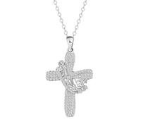 Oidea Infinity Crown Celtic Cross Necklace: Silver Stainless Steel Zirconia Hollow Cross Pendant Necklace for Women Christian Jewelry Gifts for Her Mom Lover