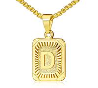 Oidea Initial Letter Pendant Necklace Mens Womens Capital Letter Yellow Golden Letter D Stainless Steel Chain 22inch
