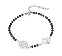 Oidea Islamic Allah Beaded Bracelets for Women: Adjustable Stainless Steel Link Chain Bracelet with Arabic Calligraphy Pendant Ramadan New Year Faith Jewerly Gifts Black Silver
