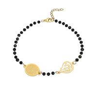 Oidea Islamic Allah Beaded Bracelets for Women: Adjustable Stainless Steel Link Chain Bracelet with Arabic Calligraphy Pendant Ramadan New Year Faith Jewerly Gifts Black Gold