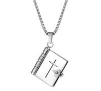 Oidea Jesus Bible Verse Book Necklace: Christian Gifts for Women Silver Openable Multi-Layer Chapter Cross Faith Pendant Necklaces Motivational Religious Jewelry Gifts