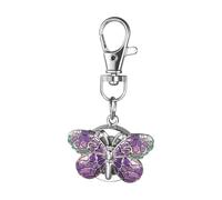 Oidea Keychain Clip on Watch: Unisex Portable Vintage Butterfly Pendant Arabic Numerals Easy Reader Analog Quartz Pocket Watch Gifts for Women and Men Purple
