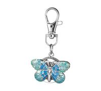 Oidea Keychain Clip on Watch: Unisex Portable Vintage Butterfly Pendant Arabic Numerals Easy Reader Analog Quartz Pocket Watch Gifts for Women and Men Blue