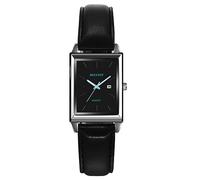 Oidea Leather Wrist Watches for Women: Classic Analog Quartz Women's Watch with Day Date Rectangular Case Bar Scale Ladies Watches Casual Dress Watches, Black