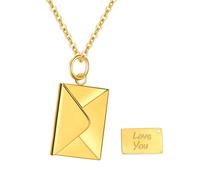 Oidea Love Letter Envelope Necklace for Women: Stainless Steel Openable Promise Locket Message Necklace Jewelry Mother's Day Christmas Valentine's Day Gifts for Mom Wife Girlfriend