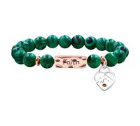 Oidea Malachite Beaded Bracelets for Women: 8mm Natural Stone Stainless Steel Elastic Bead Chain Bracelet with Heart-Shaped Mustard Seed Faith Pendant Christian Jewelry Gifts