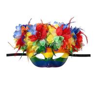 Oidea Mardi Gras Masks for Women: Flower Rainbow Colors Venetian Masquerade Mask with Feathers Halloween Cosplay Costumes Party Prom Ball Mask