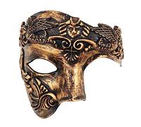 Oidea Masquerade Mask for Men: One Eyed Half Face Greek Roman Warrior Masks Vintage Phantom Of The Opera Mask Halloween Venetian Mardi Gras Costume Prom Party Masks Copper Color