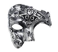Oidea Masquerade Mask for Men: Retro Phantom Of The Opera Mask Vintage One Eyed Half Face Roman Warrior Masks Prom Costume Mardi Gras Carnival Venetian Masks, Silver