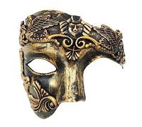 Oidea Masquerade Mask for Men: Retro Phantom Of The Opera Mask Vintage One Eyed Half Face Roman Warrior Masks Prom Costume Mardi Gras Carnival Venetian Masks, Gold