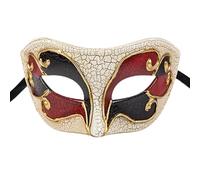 Oidea Masquerade Mask for Men: Retro Venetian Style Cracked Half Face Mask Mascarade Ball Mardi Gras Halloween Costume Phantom Of The Opera Party Prom Ball Masks Red
