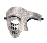 Oidea Masquerade Mask for Men: Vintage One Eyed Half Face Masks Phantom Of The Opera Mask for Halloween Mardi Gras Carnival Venetian Costume Prom Party White