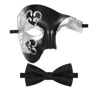 Oidea Masquerade Mask for Men: Vintage Phantom of The Opera Mask Costume Prom Half Face Party Mask with Black Bow Tie, Black