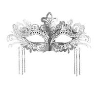 Oidea Masquerade Mask for Women: Elegant Rhinestone Phoenix Metal Venetian Masks with Tassel Halloween Mardi Gras Prom Ball Cosplay Costume Party Mask Silver