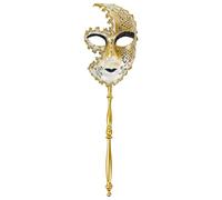 Oidea Masquerade Mask with Stick: Full Face Cosplay Party Masks for Men and Women Phantom Of The Opera Mask Halloween Mardi Gras Venetian Masks Costume Prom Ball Accessory Black
