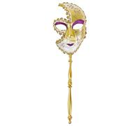 Oidea Masquerade Mask with Stick: Full Face Cosplay Party Masks for Men and Women Phantom Of The Opera Mask Halloween Mardi Gras Venetian Masks Costume Prom Ball Accessory Purple
