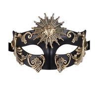 Oidea Masquerade Masks for Men: Ancient Greek Roman Sun God Masks Half Face Mask for Halloween Mascarade Ball Costume Prom Cosplay Mardi Gras Party Black Gold