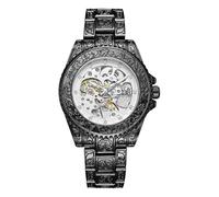 Oidea Men's Mechanical Watches: Classic Roman Number Black Silver Round Dial Wrist Watch Detachable Stainless Steel Strap Luminous Hands Casual Business Dress Watch
