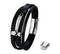 Oidea Mens Multilayer Braided Leather Viking Bracelet, Vintage Norse Viking Thor Mjolnir Hammer Bracelet for Men, Buckle Adjustable Wrap Cuff Wirstband Bracelets with Closure